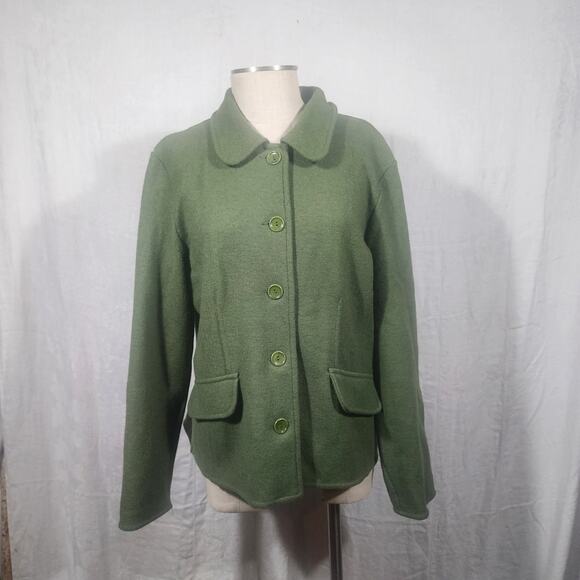 TALBOTS sz XL green button front alpaca & wool blend jacket - Picture 1 of 6